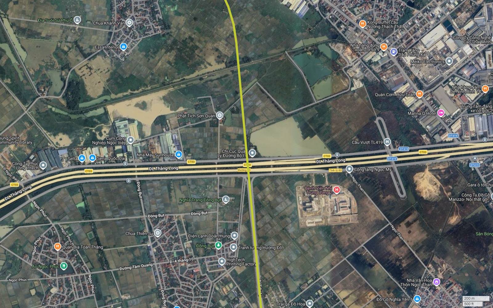 Tuyến metro số 13 Hà Nội vượt Đại lộ Thăng Long mang biển CT03 tại Ngọc Liệp, Quốc Oai